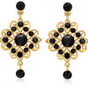Earrings Gold Plated Black Rhinestone