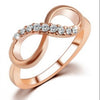Alloy Rose Gold Plated Zircon Ring Infinity Crystal Rings