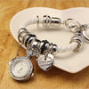 Woman Vintage Wrist Watch Heart Pendant Bracelet