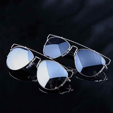 Reflective Metal Frame Luxury Brand Sunglasses